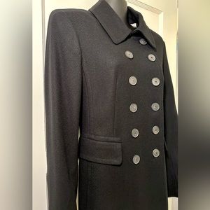 Strenesse Black Wool Blend Double Breasted Pea Coat